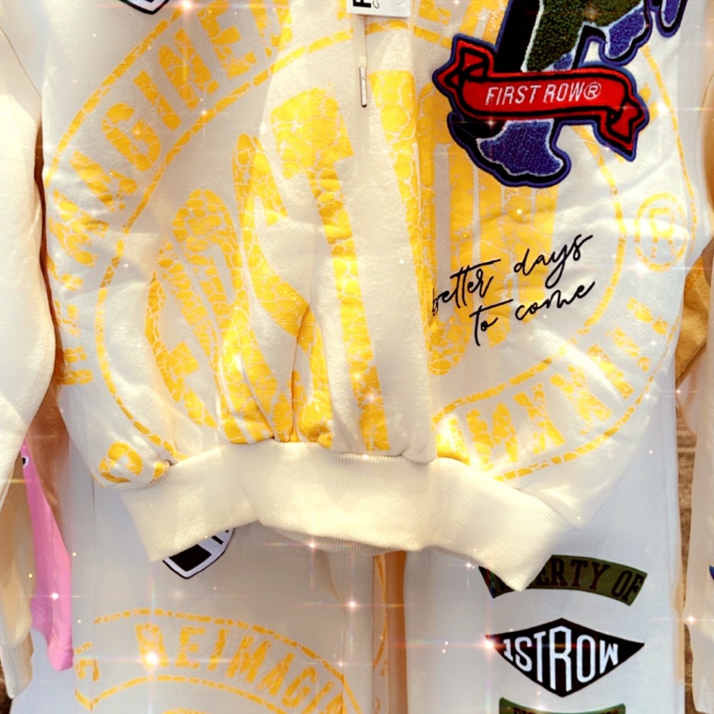 First Row Women's White and Yellow Joggers